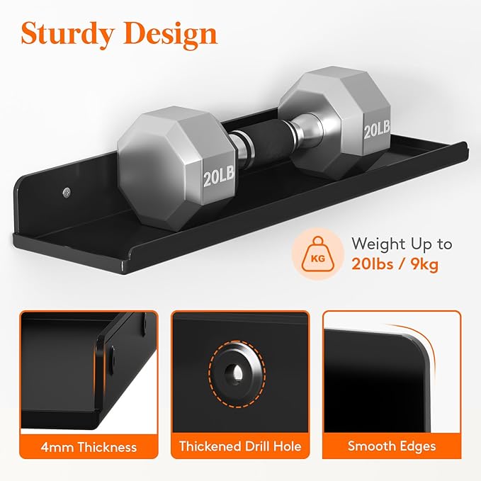 Lifewit Floating Shelves for Wall, 4 Pack Black Acrylic Shelf 15" Room Decor for Bookcase/Vinyl Record Display/Photo/Picture in Bedroom, Living Room, Bathroom, Kitchen Storage and Organization