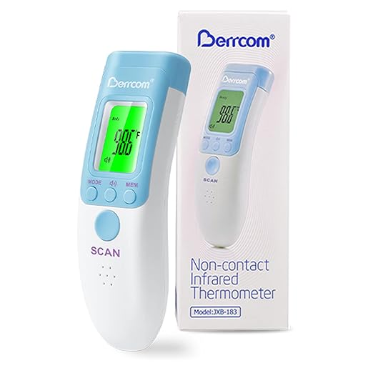 Berrcom Forehead Thermometer for Adults and Kids, Non-Contact Infrared Digital Thermometers for Fever, Room, and Object, Touchless Temperature Gun with Fever Alert