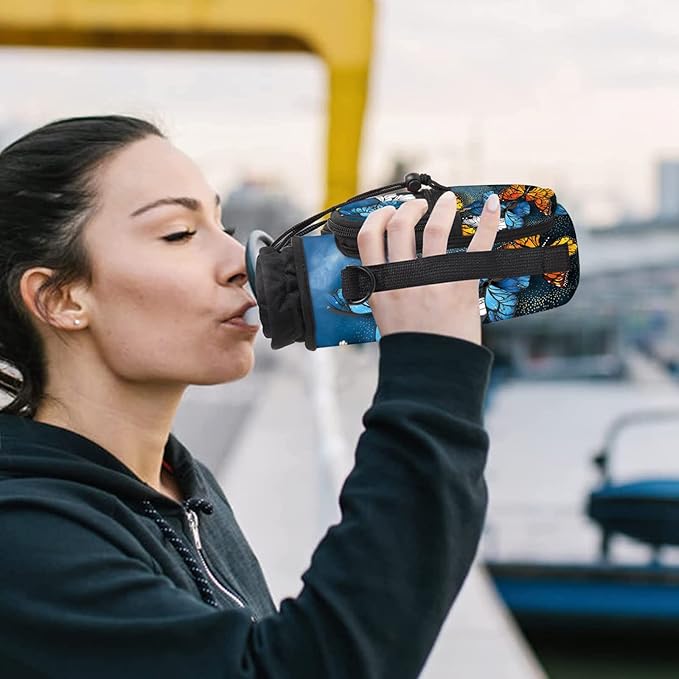 25/32/40/64oz Water Bottle Bag Holder Carrier-Insulated Crossbody Sling Case Sleeve with Strap & Pockets for Men Women Gym Cycling Travel Walking Hiking Camping