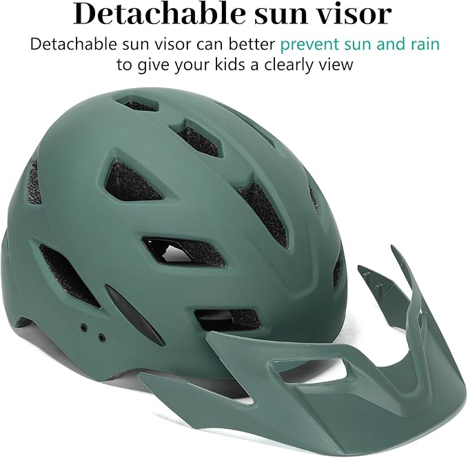 Kids Bike Helmet, Youth Toddler Boys Girls Helmets, 2 Size Adjustable for Ages 2-3-5-8-14 Years, Child Helmet with Visor and LED Light, Lightweight Multi-Sport Bicycle Scooter Cycling Helmets