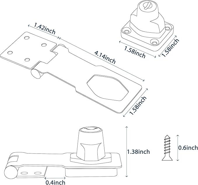 Alise Keyed Hasp Lock,4 Inch Safety Packlock Clasp Hasp Lock Latch with Lock,Door Hinge Lock with Keys Keyed Locking Hasp for Cabinets Closets Doors,Red Bronze