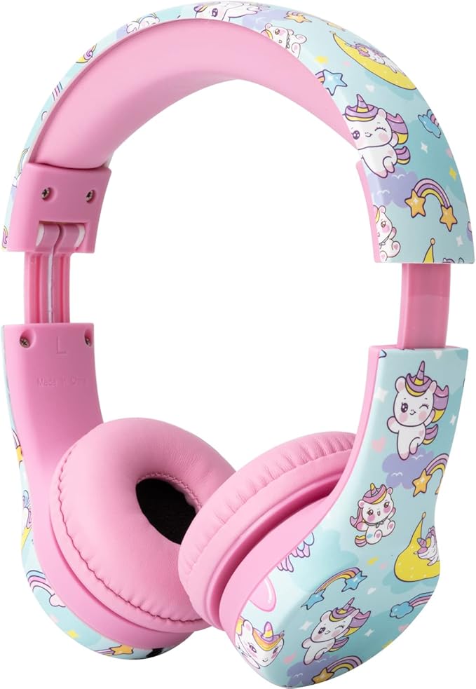 Snug Play+ Kids Headphones – Volume Limited 93dB for Safe Listening – Foldable, Durable Headphones for Toddlers, Boys & Girls – Tangle-Free Cord – Ideal for Travel, School, Tablets - Unicorns