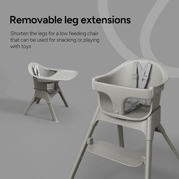 Mompush Olli 7-in-1 Convertible High Chair for Babies and Toddlers – Adjustable Height & Footrest, Dishwasher-Safe Tray, Compact Foldable Design for Easy Storage & Travel, Lightweight Yet Durable