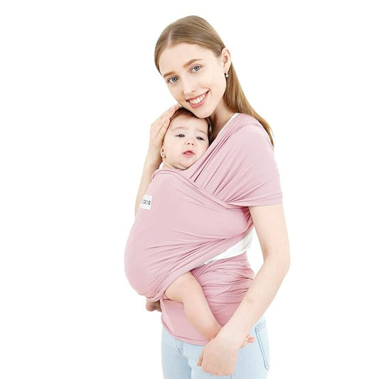 Acrabros Baby Wrap Carrier,Hands Free Baby Carrier Sling,Lightweight,Breathable,Softness,Perfect for Newborn Infants and Babies Shower Gift,Pink