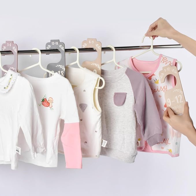 Baby Closet Dividers for Clothes Organizer, 8 PCS Wooden Double-Sided Clothes Organizer from Newborn to 24 Months, Colorful Baby Clothes Dividers for Nursery Beautiful Decor