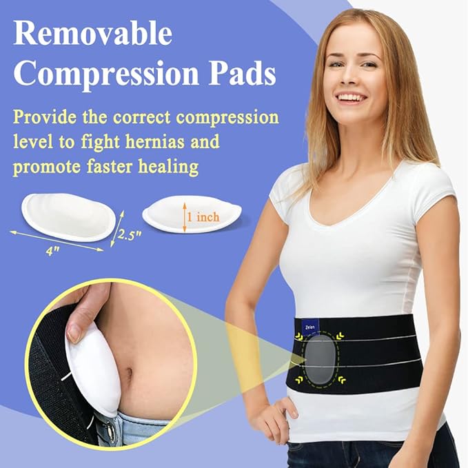 Umbilical Hernia Belt for Women Men Abdominal, Belly Button Hernia Support Belts for Men, Abdominal Support Binder with Compression Pads, Hernia Relief Wrap, Belly Band Post Hernia Surgery (43"-62")