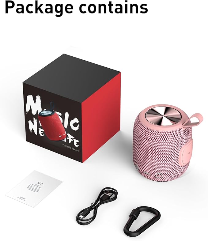 FIGMASU Bluetooth Speakers Portable Wireless Waterproof IPX7 Bluetooth 5.0 Dual Pairing Mini Shower Speaker, 24H Playtime Stereo Surround Sound, for Outdoor Travel, Pool