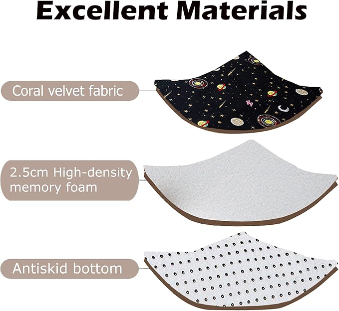 Loartee Coral Velvet Area Rug - 1" Thick Memory Foam Baby Play Mat, Washable Toddler Carpet, Home Decor for Living Room, Nursery, Kids Bedroom, Astral Black, 4'11"x6'7"