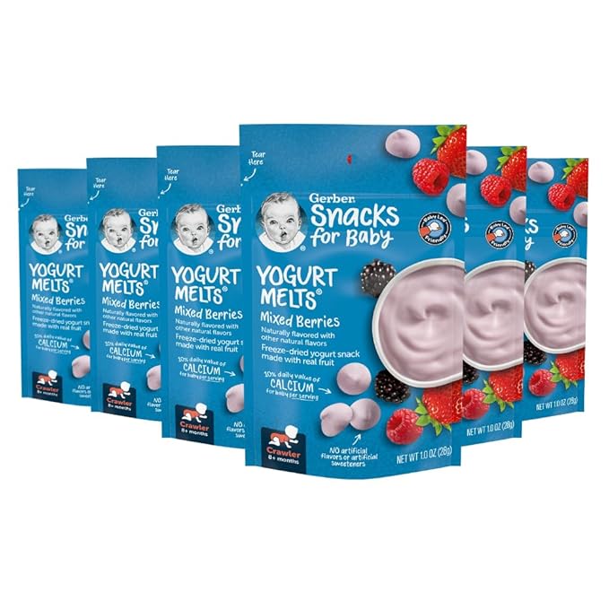 Gerber Baby Snacks Yogurt Melts, Mixed Berries, 1 Ounce (Pack of 7)