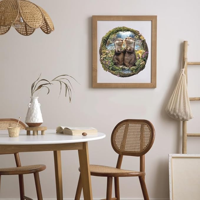 Jigfoxy Wooden Puzzles for Adults, Otter Couple Wood Puzzles Adult, Unique Animal Shape Wooden Jigsaw Puzzles for Adults, Birthday Gifts for Puzzle Lovers Family Friend (L-12.9 * 13.4in-261pcs)