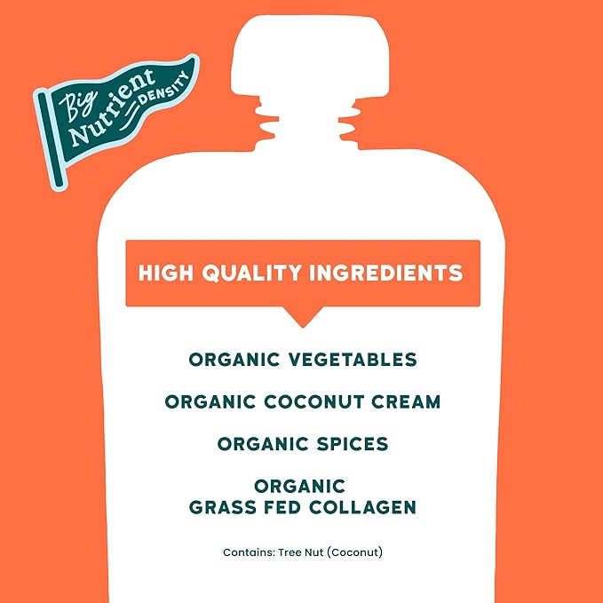 Serenity Kids 6+ Months Dairy-Free Smoothie Baby Food - USDA Organic Grass-Fed Collagen & Pumpkin Protein - 3.5 Oz BPA-Free Cans - Pumpkin Smoothie Baby Food - 6 Count