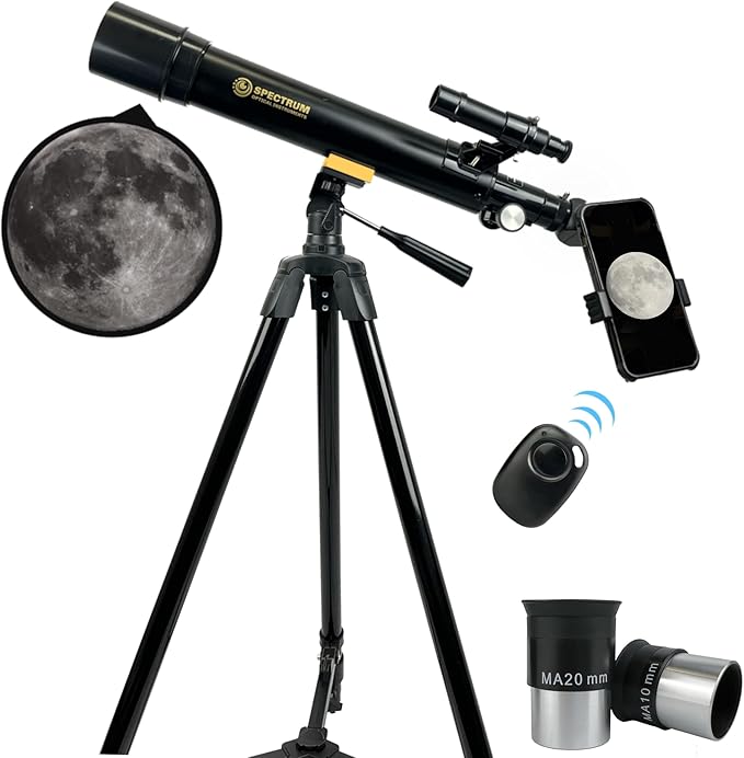 SpectrumOI Telescope for Kids & Adults - Astronomy Gift, 60mm Aperture Refractor with Carry Bag & Phone Holder