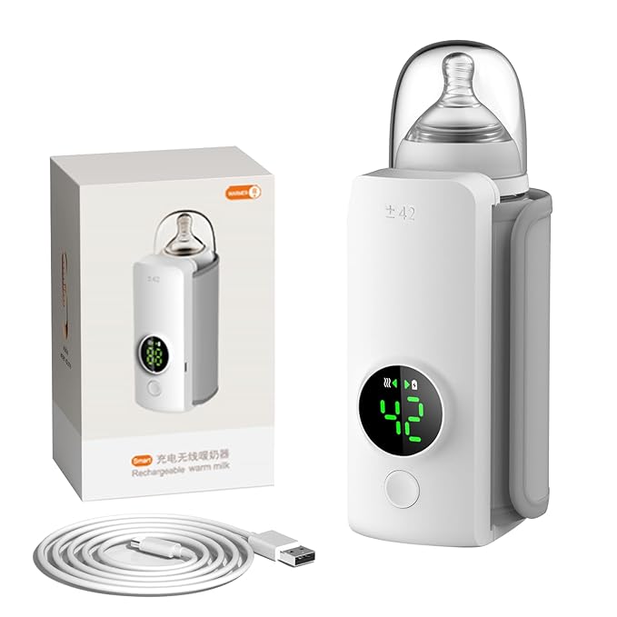 Portable Bottle Warmer,Travel-Friendly,Fast-Heating,Cordless & Rechargable,Baby Bottle Warmer,Comfortable Feeding Bottle Warmer on The Go,Precise Temperature