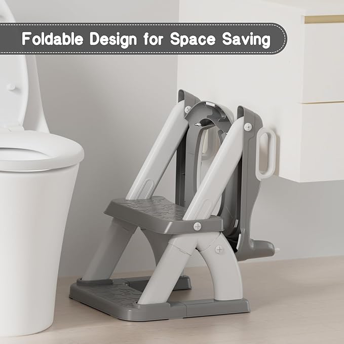 Potty Training Seat, Toddler Toilet Seat for Kids Boys Girls, 2 in 1 Potty Training Toilet for Kids, Splash Guard Anti-Slip Pad Step Stool, Adjust High Potty Chair for Toddler Kid Boys Girls