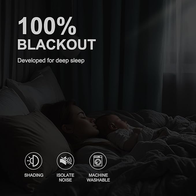 NICETOWN Greyish Blue Blackout Thermal Insulating Window Curtain Panels for Bedroom - Plylux Room Darkening 84 inch Length Grommet Smart Drapes for Living Room (52 x 84 inches Long, 2 Panels)