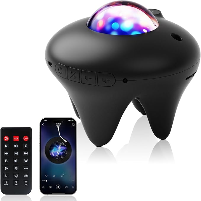 Galaxy Moon Projector, Star Night Light Projector with Bluetooth Connection for Music and Timer and Remote Control for Kids Adults Bedroom Party Bar Decoration (Black)