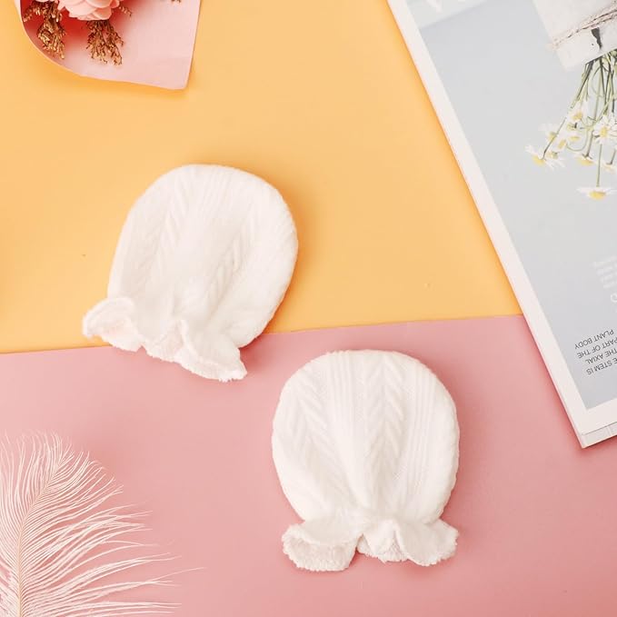 Newborn Baby Mittens No Scratch Cotton Elastic Wrist Gloves Infant Toddler Mittens for Baby Boy Girl 0-6 Months