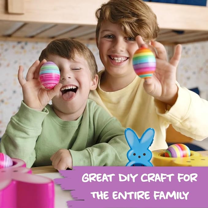The Eggmazing Egg Decorator - Peeps Bunny - Arts and Craft Set Includes 6 Colorful Quick Drying, Non-Toxic Markers - Blue - Packaging May Vary