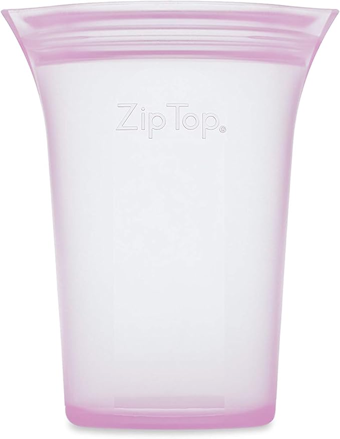 Zip Top Reusable Food Storage Bags | Small Cup [Lavender] | Silicone Meal Prep Container | Microwave, Dishwasher and Freezer Safe | Made in the USA