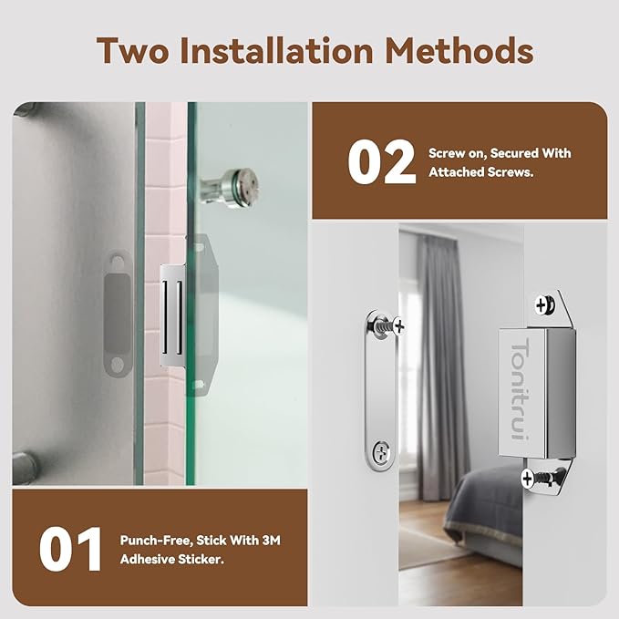 Cabinet Door Magnet, Flat Bottom Cabinet Magnetic Catch with Adhesive, Easy to Install,Only Takes 1 Minute,35lb Magnetic Cabinet Door Drawer Latch(Sliver, 6Pack)