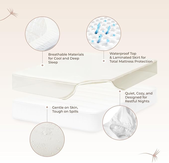 Organic Waterproof Mattress Protector Twin XL - 100% Waterproof Mattress Pad with Quiet & Breathable Triple Layer Protection - Fairtrade & GOTS Certified Durable Machine Washable Design (Twin XL)