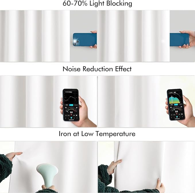 MIULEE Pure White Back Tab Light Blocking Curtains 72 Inch Length 2 Panels Set for Living Room Bedroom Privacy, Rod Pocket/Pinch Pleat Thermal Insulated Room Darkening Pleated Blackout Drapes