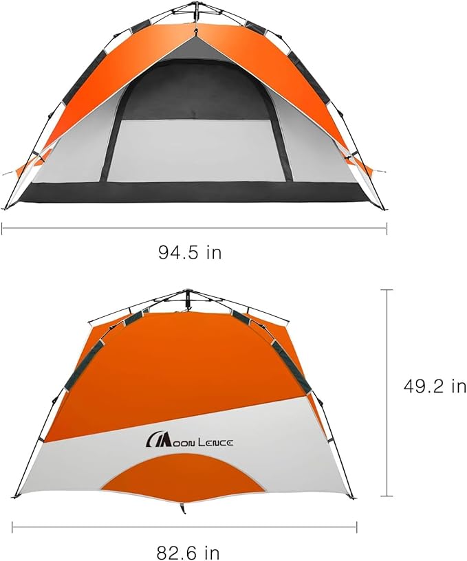 MOON LENCE Instant Pop Up Tent for 3-4 Person - Automatic Portable, Windproof for Camping, Hiking, Mountaineering