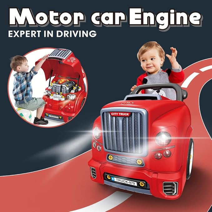 Interactive Truck Engine Toy with Removable Parts - Lights, Sounds, and Fun for Young Mechanics -Unleash their Creativity and Motor Skills with this Truck Engine Toy- Ideal Gift for 3-5-Year-Old Boys