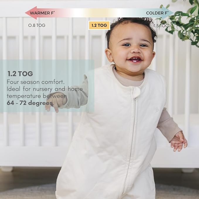 Tealbee Dreamsuit: Toddler Sleep Sack with Feet 3T 4T - 1.2 TOG All Season Baby Wearable Blanket for Walkers - Rayon made from Bamboo, Organic Cotton Sleep Bag - Undyed