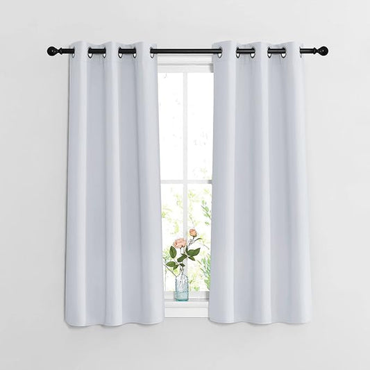 NICETOWN Room Darkening Curtain Panels - Window Treatment Thermal Insulated Grommet Window Treatments for Bedroom/Nursery (2 Panels, W37 x L54, Greyish White)