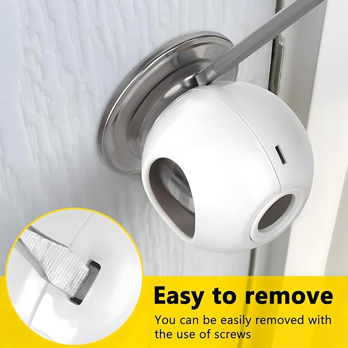 Large Size Door Knob Safety Cover for Kids (4 Pack) Child Proof Door Knob Covers Keep Kids from Opening Doors Baby Proof Door Knob Covers Fit Big Diameter Door Knob - Garage Bathroom Front Door Pantry