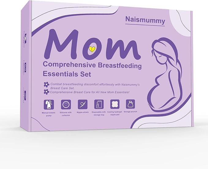 Breastfeeding Essentials Kit for Nursing Moms - Manual Breast Pump, Nipple Shields, Milk Collectors, Breastmilk Storage Bags, Soothing Gel Pads for Breastfeeding Newborn Relief for Sore Nipples 37 Pcs