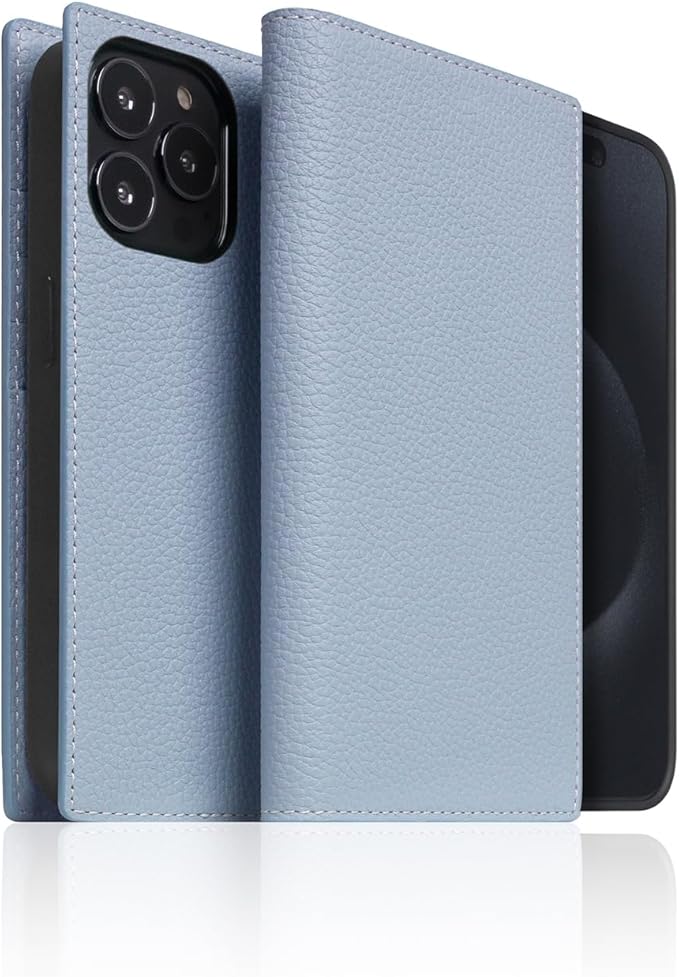 D8 Full Grain Leather Wallet Case for iPhone 15 Pro Max - [2-in-1] Handcrafted Detachable Diary Style with Magnetic MagSafe Back Cover, Gift Box Included (Powder Blue)