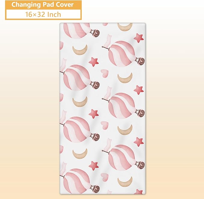 Personalized Baby Bedding Set, 5 Pcs Custom Infants Bedding Set with Infant Name, Double Layer Crib Set for Boys Girls, Customized Gifts for Nursery Toddlers Baby Shower, Hot Air Balloon Animal