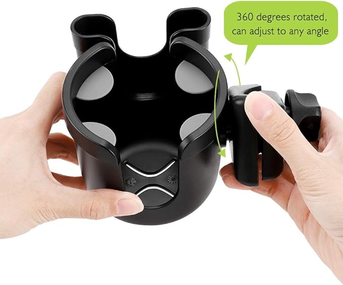 Accmor Stroller Cup Holder with Phone Holder, Bike Cup Holder, Universal Cup Holder for Uppababy Nuna Doona Strollers, 2-in-1 Cup Phone Holder for Stroller, Bike, Wheelchair, Walker, Scooter