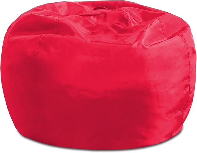 Posh Creations Structured Comfy Seat for Playrooms and Bedrooms, Large Bean Bag Chair, 100in Round Classic Bean Bag, Red