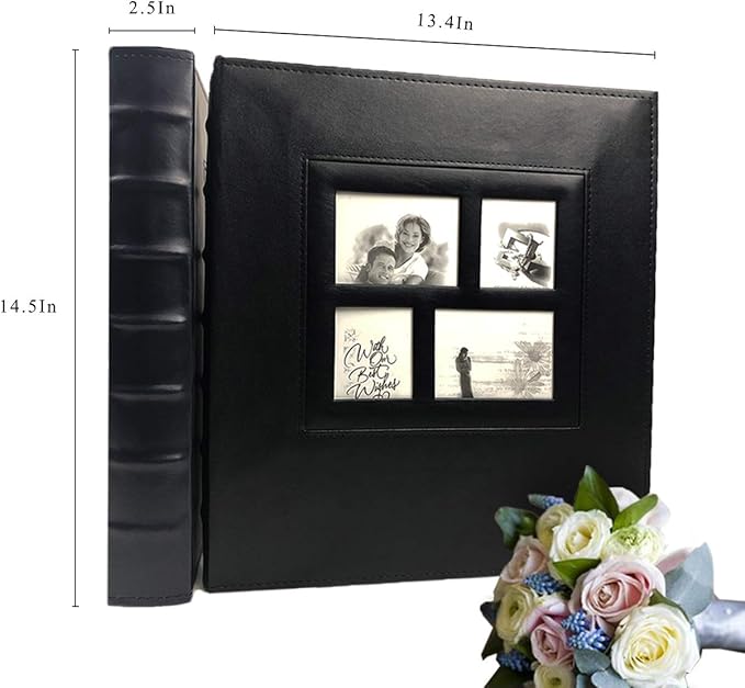 RECUTMS Photo Album 4x6 Holds 500 Photos Black Pages Large Capacity Leather Cover Wedding Family Baby Photo Albums Book Horizontal and Vertical Photos (Blue)