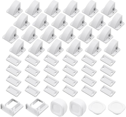 Magnetic Cabinet Locks for Baby Safety, Children Proof Cupboard Drawers Latches, Safe & Easy Install, Multi-Purpose Adhesive No Need for Screws or Tools(24 locks and 2 Keys)