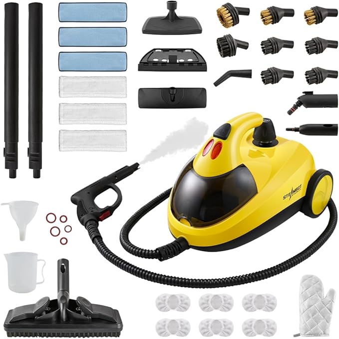 37-in-1 Steam Cleaner mop for Home & Car, 2L Water Tank, 4.3ft Hose, Deep Steam Cleaning for Floors, Tiles, Grout, Windows, Kitchen, Living Room – Multi-Surface Steamer