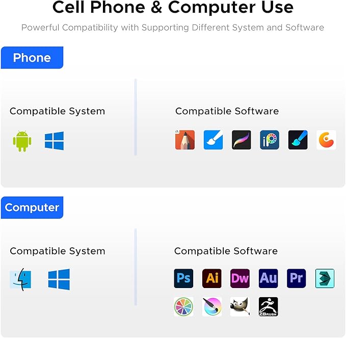 Graphic Drawing Tablet, ienRon 10x6.25 Inch,Digital Graphics Tablets for PC and Computer/Pad- 8192 Pressure Battery-Free Pen, 12 Hot Keys, Compatible Windows/Android, Includes Stand,Good Gifts,Black