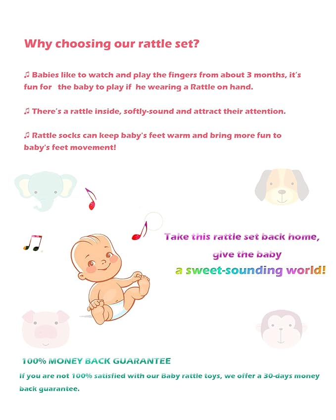 Wrist Rattles Foot Finder Rattle Toy for 0-4 Months Baby, Feet Leg Ankle Socks Arm Hand Bracelet Shaker for 4-8 Months Infant boy & Girl, Gift Set for 0-1 Years Newborn Babies (5 pcs-A)