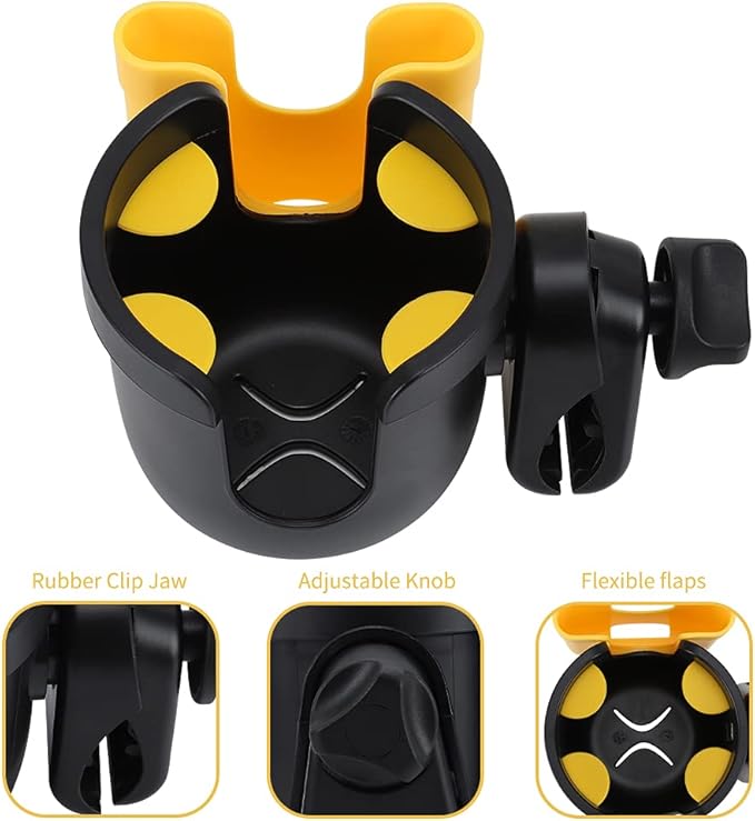 Accmor Stroller Cup Holder with Phone Holder, Bike Cup Holder, Universal Cup Holder for Uppababy Nuna Doona Strollers, 2-in-1 Cup Phone Holder for Stroller, Bike, Wheelchair, Walker, Scooter