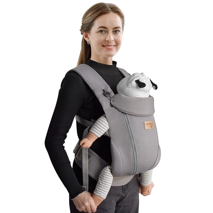 New Upgrade Ergonomic Baby Carrier Newborn Toddler Wrap Carrier,Hands Free Baby Sitting Sling,Breathable,Perfect for Infants/Chest Sling for Babies Shower Gift (Striped Dark Grey, Upgrade-with Belt)