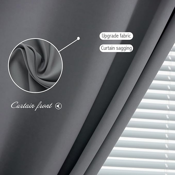 Magic Tape Stick On Curtains Window Shades Pull Down Blackout Window Cover Blackout Curtains for Bedroom No Drillng Self Adhesive Curtains No Rod Small Curtain, 47" W X 71" L, Grey, 1 Panel