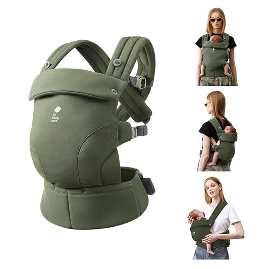 Bc Babycare CocoonGo Baby Carrier – CloudTouch Soft & Ergonomic Baby Carrier for 7–44 lbs | Easy to Wear, Adjustable Fit, Travel-Ready, Machine Washable (Olive Grove)