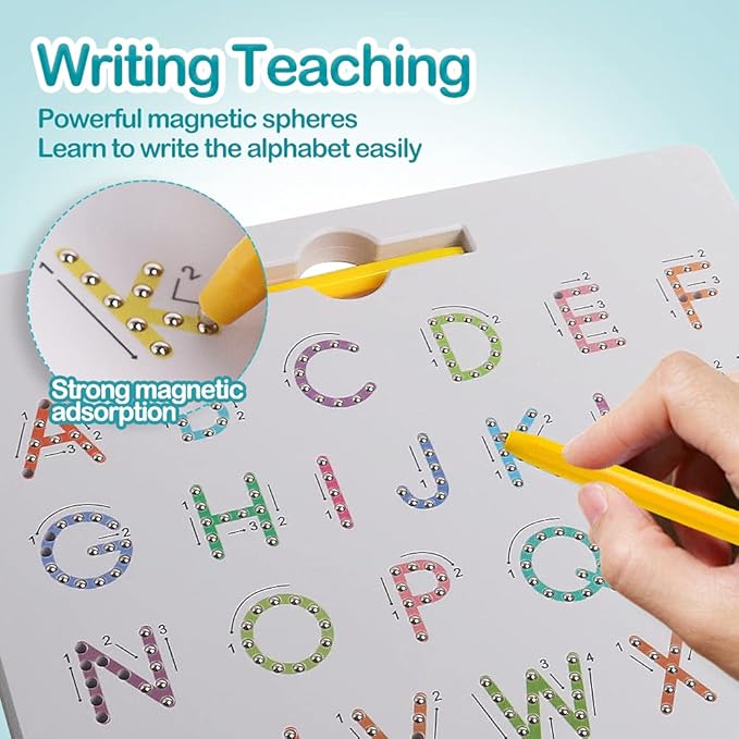 USATDD Magnetic Letters Practicing Board,Tracing ABC Alphabet Magnet Drawing Board Educational Preschool Practice Learning to Write Toys Montessori Uppercase&Lowercase Gift for Kids Toddlers