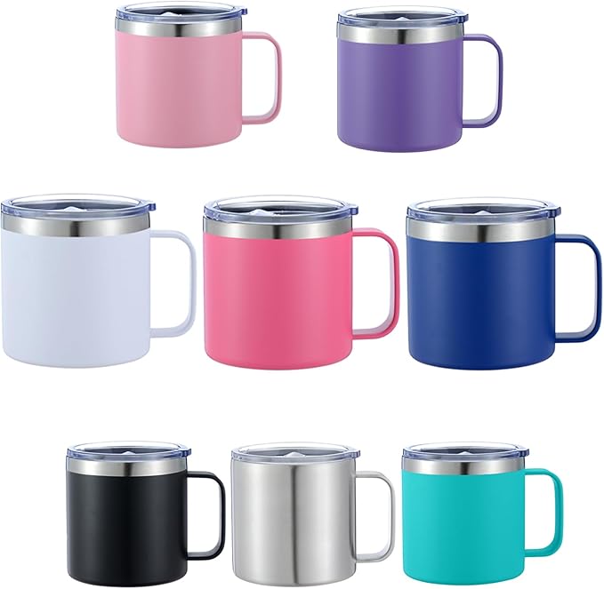 Personalized Mug Cup with Handle 12/14oz Custom Stainless Steel Mugs Customized Name Coffee Tumbler for Women Men Student Family Office Gifts, Birth Flowers