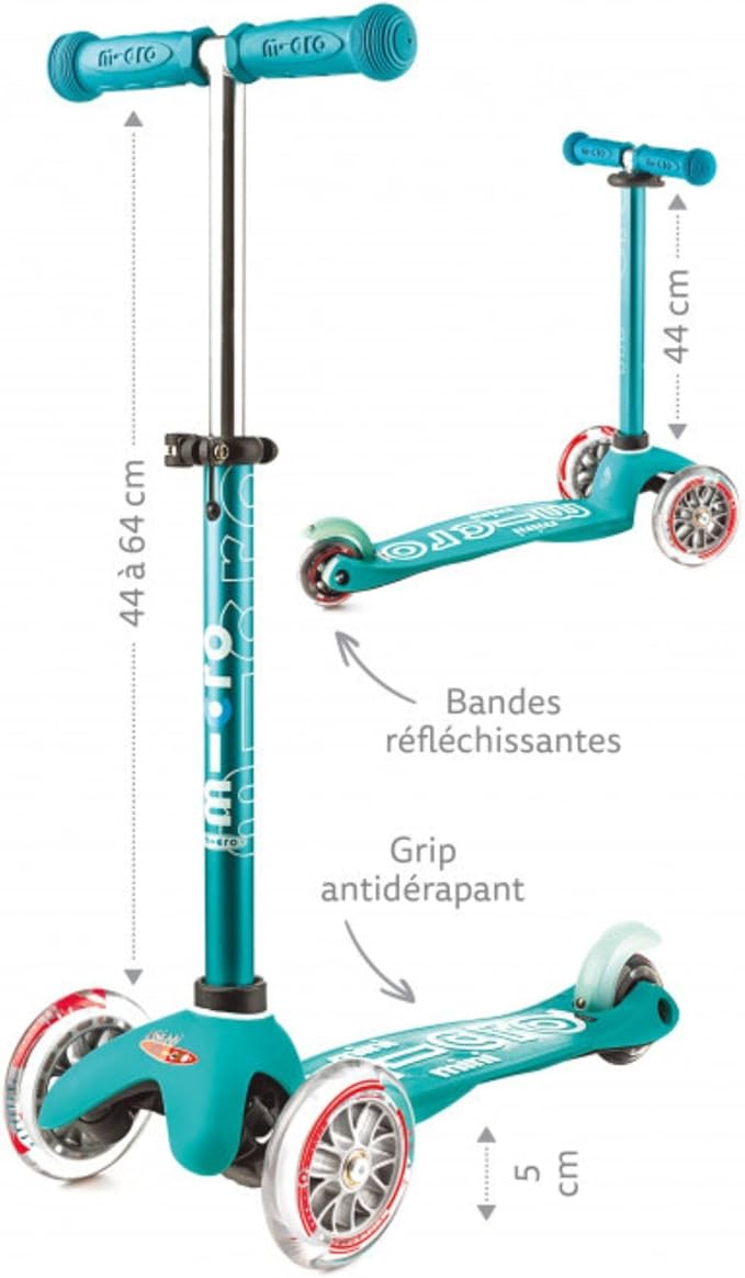 Micro Kickboard Mini Deluxe LED Three-Wheeled Lean-to-Steer Swiss-Designed Micro Scooter