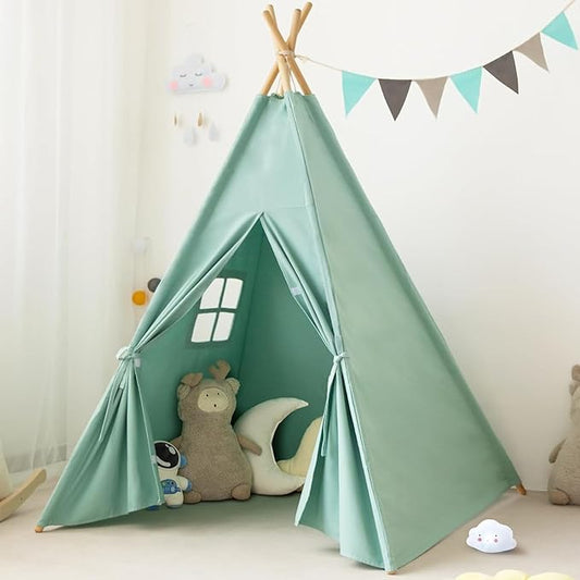 Teepee Tent for Kids-Portable Children Play Tent Indoor Outdoor (Green)