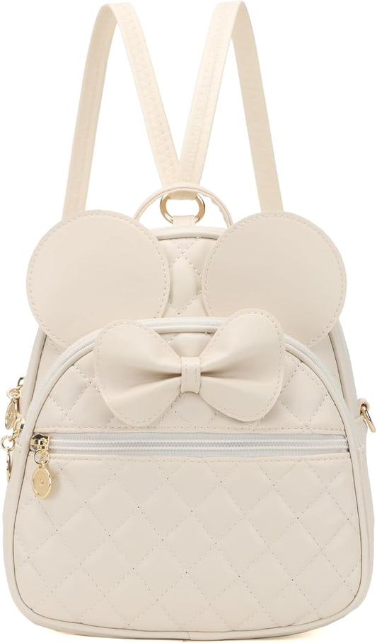 KL928 Girls Bowknot Polka Dot Cute Mini Backpack Small Daypacks Convertible Shoulder Bag Purse for Women